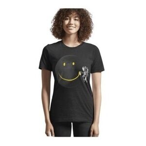 Threadless Make A Smile Graphic Tee Black‎ Astronaut Graffiti Moon Smile Emoji S